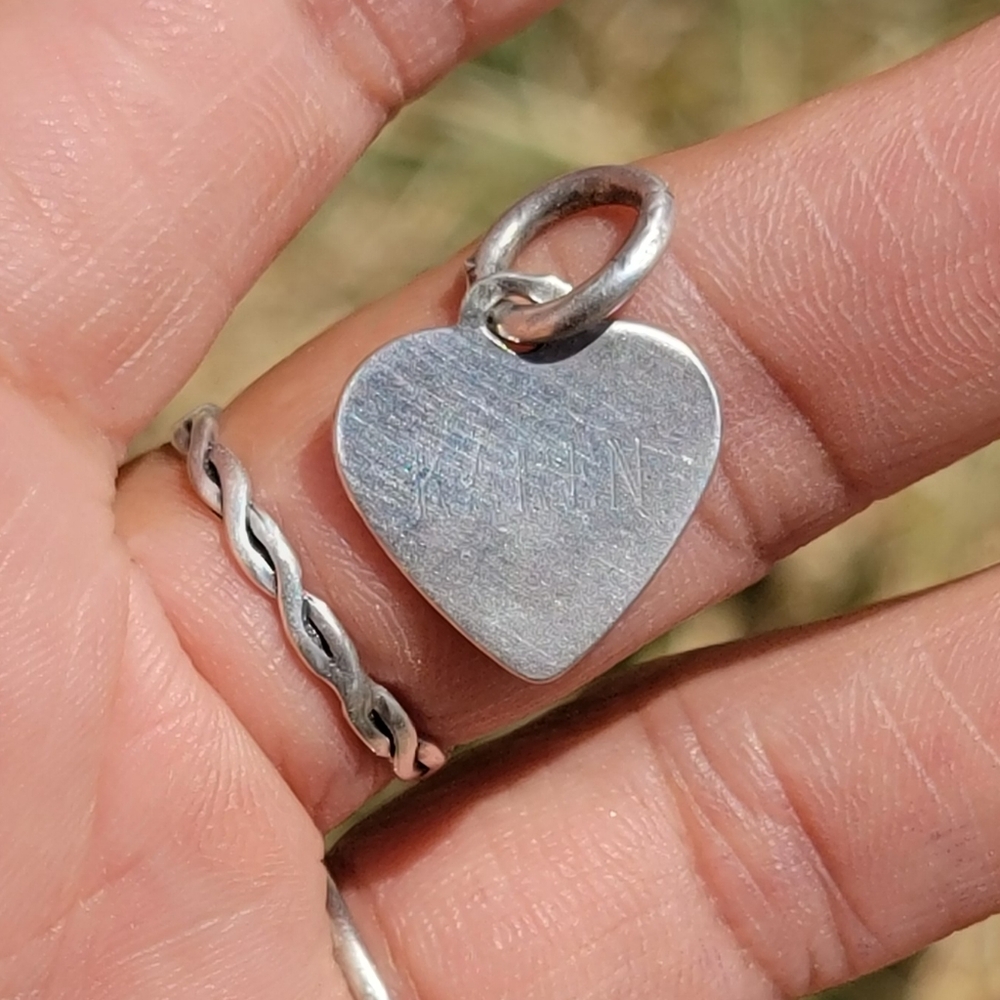 Vintage 2007 925 sterling silver heart charm "Karen" engraving